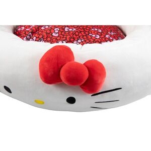 "Hello Kitty Plush Pet Bed Cat Dog Cushion Sanrio Red Bow Face Pattern Cute Cozy
